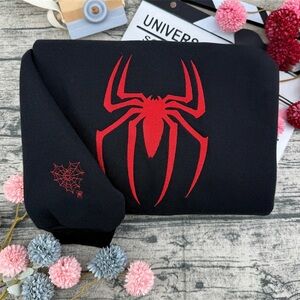 Black Sweatshirt with Red Spider Design
